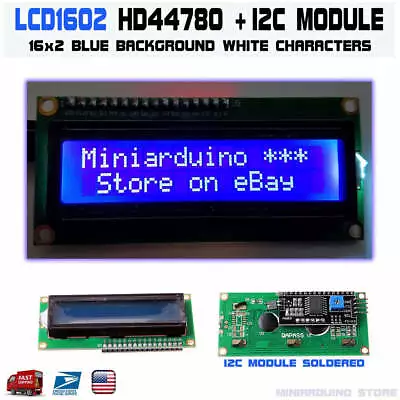 1602 BLUE LCD 16x2 HD44780 With IIC I2C Serial Interface Adapter Module Display • $4.73