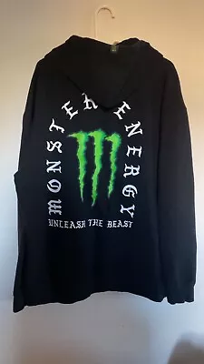 Authentic Men’s Monster Energy Unleash The Beast Black Zip Up Hoodie Size XXL • $35
