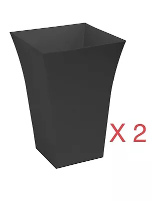 2 X Large Black Milano Tall Planter Square Plastic Garden Flower Plant Pots • £19.94