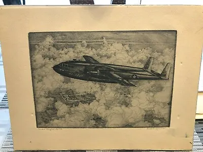 Usaf Fairchild C-119 Flying Boxcar Vintage Airplane Signed Kent Hagerman Etching • $175