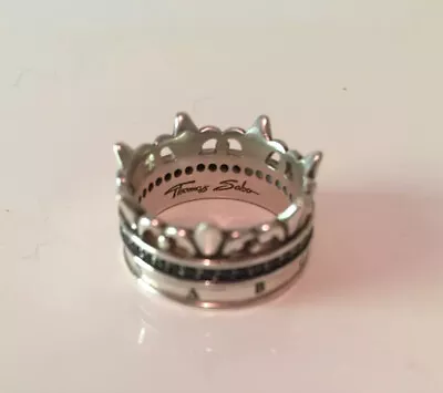 Thomas Sabo Crown Ring With Black Zirconias Size Q • $210