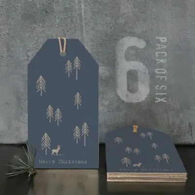 Luxury Navy Christmas Gift Tags | Festive Wrapping East Of India Blue X6 • £5.15
