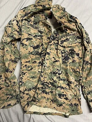 Marine Corps Woodland Marpat Mens Camo Button Down Top USMC S • $35