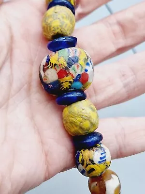 Antique Venetian Millefiori Glass Beaded Necklace • £9