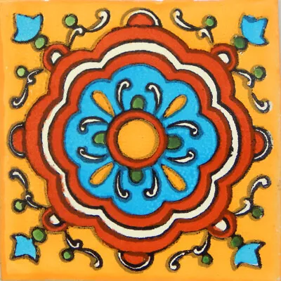 Mexican Tile Folk Art Handmade Talavera Backsplash Handpainted Mosaic # C266 • $1.79