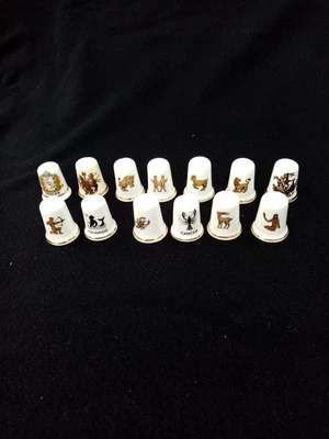 £15 • Buy Zodiac Thimbles Set Of 13 Various Manufactures Bone China