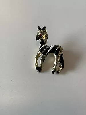 Gold Tone Zebra~Horse Enameled Brooch Pin Vintage • $7