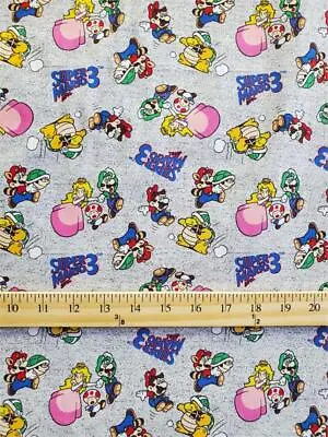 100% Cotton Fabric  Super Mario 3 Characters All Over Pattern  Print / 45  Wide • $14.90