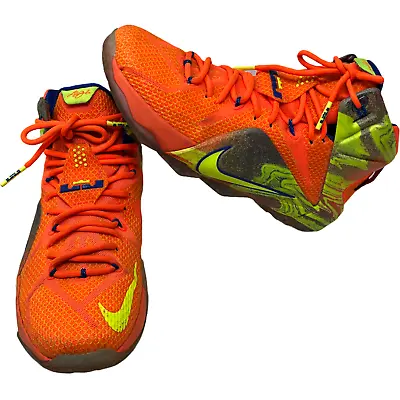 Nike LeBron 12 XII Six Meridians Men’s Size 8 Orange Volt Grey 684593-870 • $90
