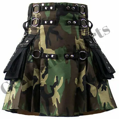 Camouflage Tactical Kilt Scottish Fashion Utility Kilts For Men Size 28  To 50  • $115.36