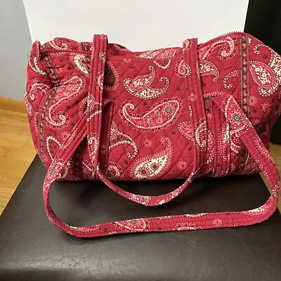 RETIRED Vera Bradley Medium Duffel Bag RED Paisley Weekender • $26