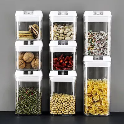 7pcs Airtight Dry Food Storage Containers Set Kitchen For Pasta Cereal Beans • £15.94