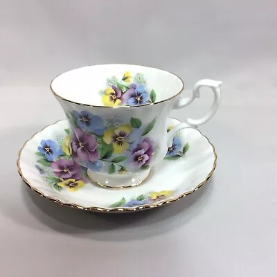 Royal Albert Tea Cup And Saucer Set Colorful Pansies Made In England • $22.75