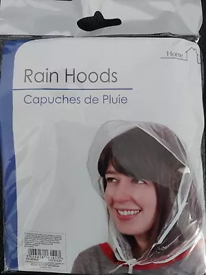 Pack Of 2 Rain Hats Clear Plastic Hood Bonnet Emergency Hair Cover  NEW • £3.49