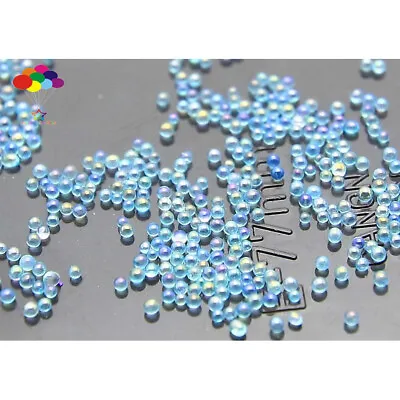100000 Pcs 12g Glass Lake Blue AB Micro Beads Small No Hole 0.6-0.8mm Nail Art • $0.99