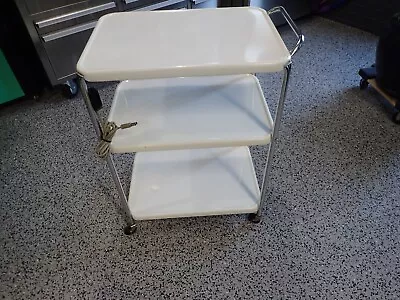 Vintage Cart 3 Tier Metal Utility Cart Cosco STYLAIRE WHITE W/ Electric Outlet • $99.99