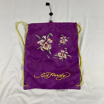 Ed Hardy American Traditional Drawstring Bag Backpack W/Zip Pocket • $10