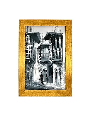 Painting Old City In Middle East Original Oil On Canvas Vintage Cityscape Decor • $225