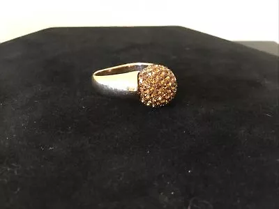 Vintage Sterling Silver Gold Tone Crystal Ball 925 Ring 9 Milor Italy Sparkly • $20