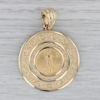 2002 American Eagle 5 Dollar Gold Coin Pendant 14k Bezel 22k Coin Clip Bail • $1621.23