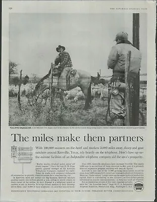 1960 Independent Telephone  Miles Make Partner  Farmer Horse VTG Print Ad 1577 • $4.98