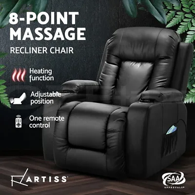 $409.95 • Buy Artiss Recliner Chair Electric Massage Chairs Leather Lounge Sofa Heated Black