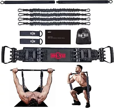 Innstar Resistance Bands Bar Black Set Home Gym Bench Up Press Squats Deadlifts • $21.99