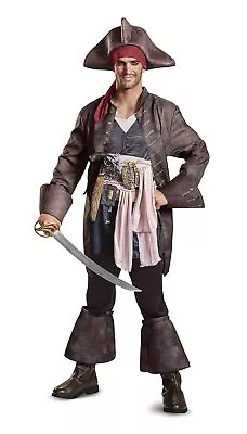 Captain Jack Sparrow Pirates Caribbean Fancy Dress Up Halloween Deluxe Costume • $69.63