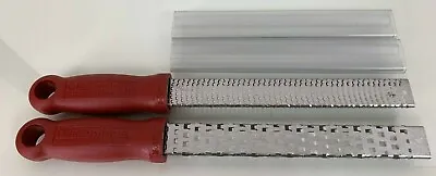 Microplane Steel Red Handle Zester & Extra Course Graters - Set Of 2 • $28