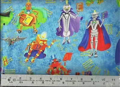 Quilting Treasures ~ Robots Steam Punk On Blue ~ 100% Cotton Quilt Fabric BTY • $10