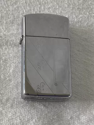 Vtg High Polish Chrome Lighter ZIPPO Slim Size (J) VI Fancy Design Engravable • $24.95