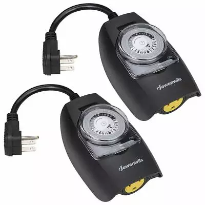 DEWENWILS 2 Pack Outdoor 24-Hour Light Timer Plug In Mechanical Timer Outlets • $17.99