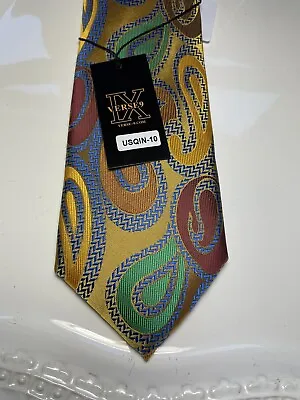 Nwt Verse 9 Multi Color Paisley Style Print Silk Designs Neck Tie & Hanky • $24.99