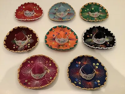 Mini Mexican Sombreros Mariachi Velvet Hats 6  Lot Of 8 • $27.67