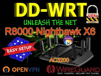Netgear R8000 AC3200 DDWRT Vpn Router - Wireguard OpenVPN Nord Etc * Free Setup* • £108.50