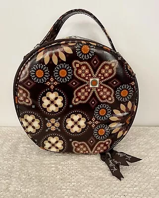 VERA BRADLEY Suzani Hatbox Cosmetic Bag Case Vinyl Makeup Round Zip Around $46 • $21.95