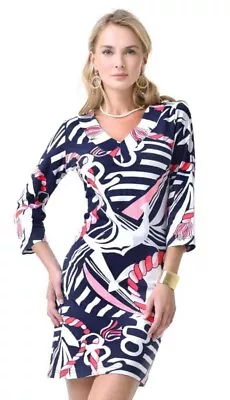 Barbara Gerwit Vintage Nautical V Neck Dress Size Large • $28