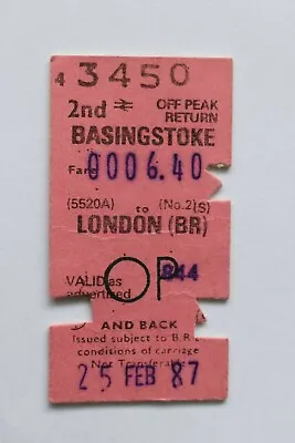 Railway Ticket No 3450 BASINGSTOKE To LONDON (BR) FEB 87 • £3