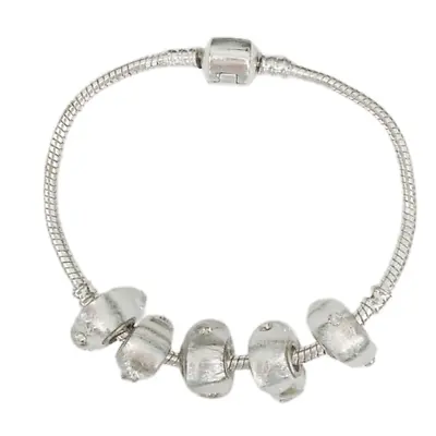 Murano Beads Charms Silver Set Add To European Charm Bracelets New Lot Of 5 • $11.95