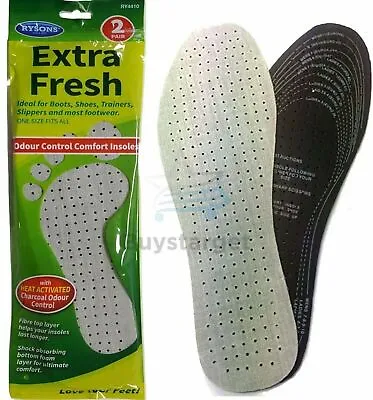 🔥2 Pairs Shoe Insoles Extra Fresh Unisex Foot Feet Trainer Boot Anti Odour Pads • £2.85