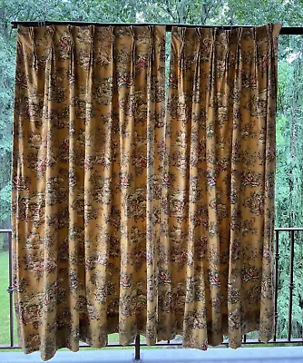 VGT Handmade Cameo French Country Toile (2 ) Large Curtains Drapes Pair Custom • $375