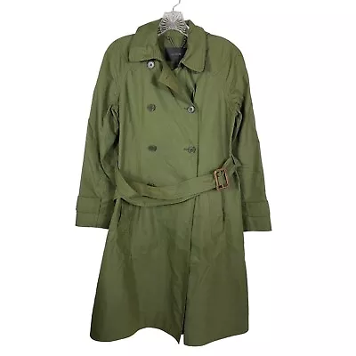 J Crew Womens Double Breasted Trench Coat Size 2 Military Green • $49.99