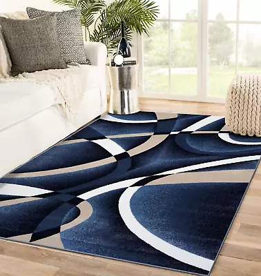 2305 Modern Abstract Area Rug Carpet Navy / 5 X 72305 Navy 5X7 • $132