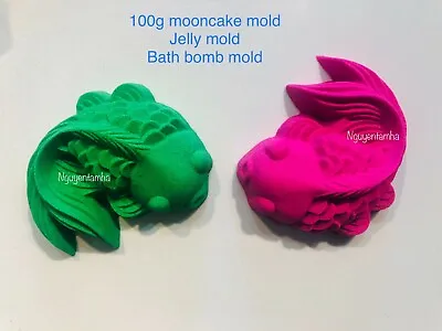 100g 3D MoonCake Mold FISH Mold Bath Bombs Jelly Khuon Trung Thu Rau Cau Ca Chep • $16.99
