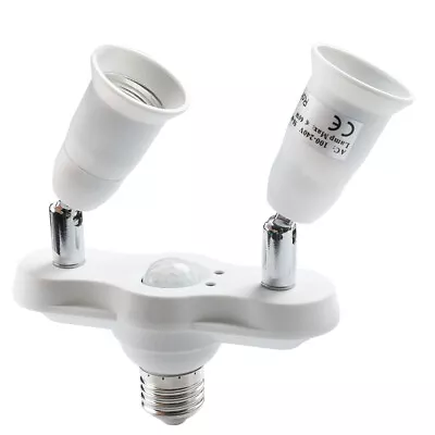 2 In 1 E27 Socket Splitter Adapter Infrared Motion Sensor Flexi Lamp Holder • $13.98