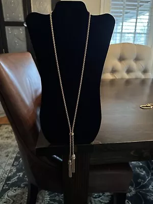 J Crew Rose Tone Lariat Boxed Chain Double Tassel Necklace Flapper Style • $32