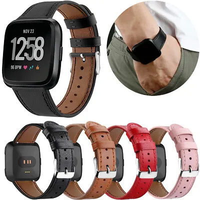 For Fitbit Versa 4/3/2/1/Lite/ Sense 2/Sense Wrist Band Straps Genuine Leather • $19.95