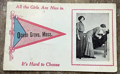 Vintage Postcard Flag Pennant Ocean Grove Massachusetts MA Mass • $3.90
