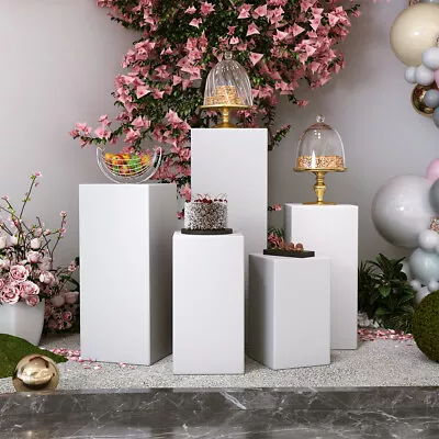 White Metal Plinth Cylinder Pedestal Wedding Cake Dessert Flower Display Stand • £109.95