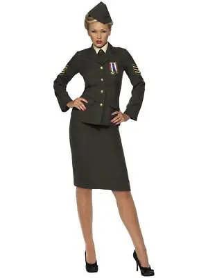 Ladies Wartime Officer Suit  Navy Army Service Occupation Fancy Dress Costume • £36.89